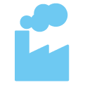 Icon of a building with smoke coming from the chimney