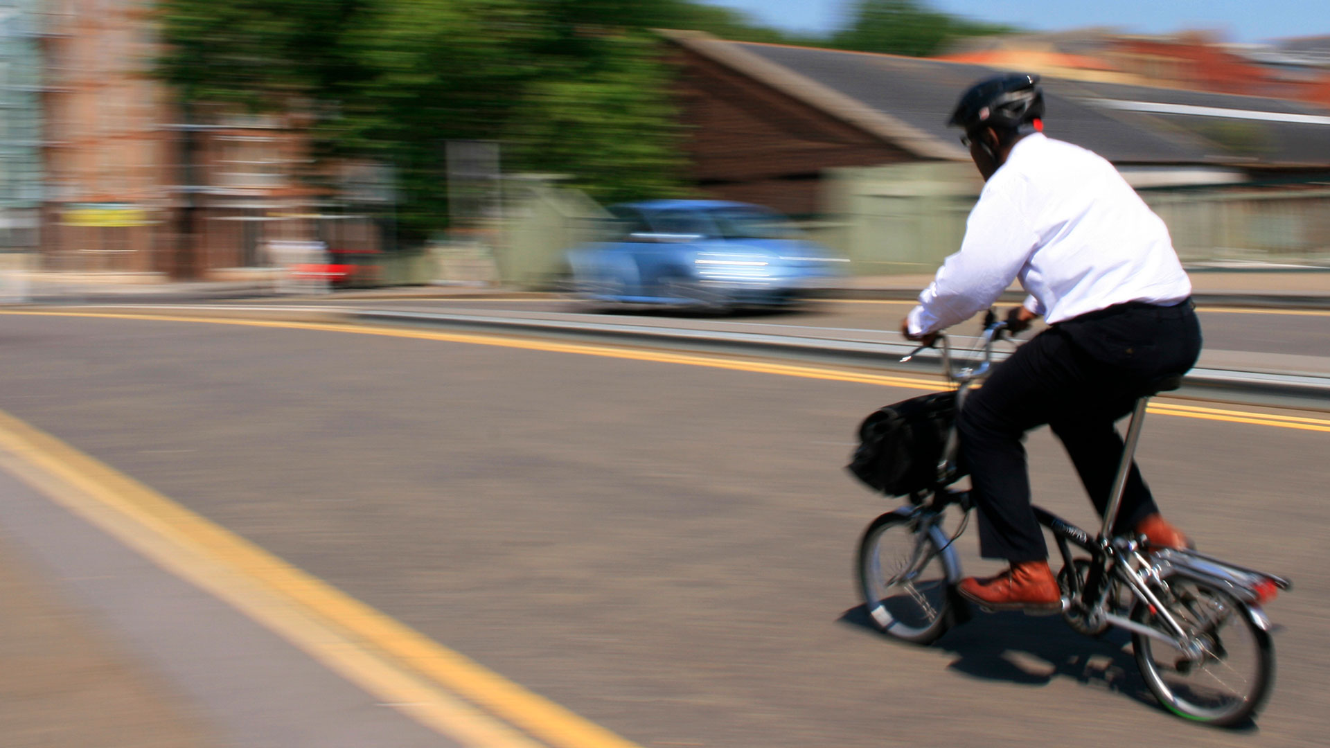 Office worked commuting by bicycle