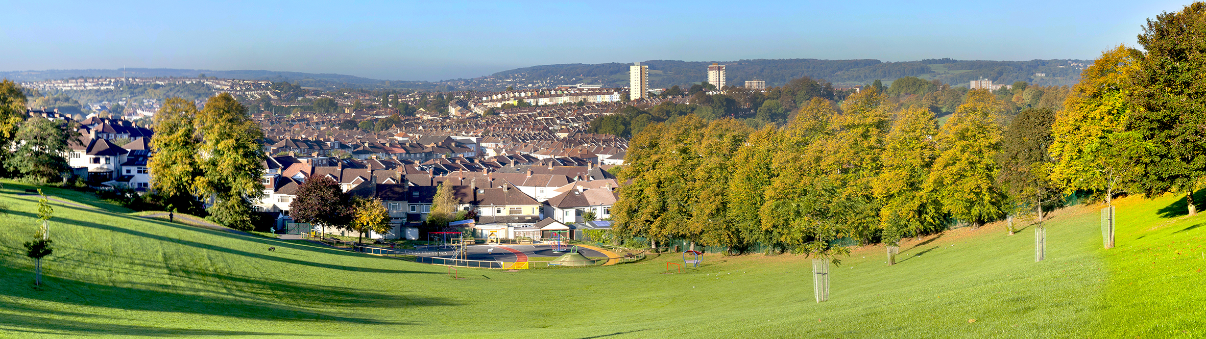 View of park and Windmill Hill skyline